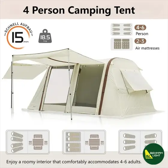 چادر بادی کینگ کمپ KingCamp In مدل KT2316_BEIGE