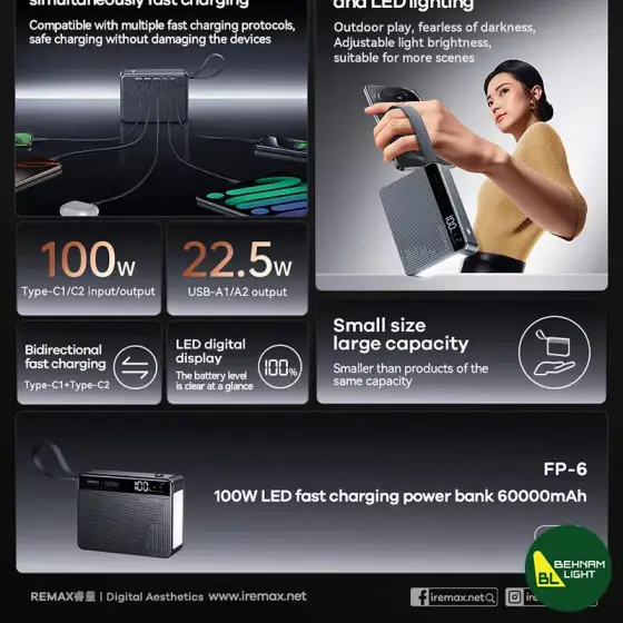 پاوربانک 60000 ریمکس مدل FP-6