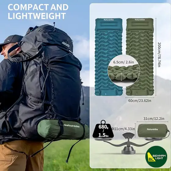 زیرانداز بادی یک نفره نیچرهایک مدل FC01