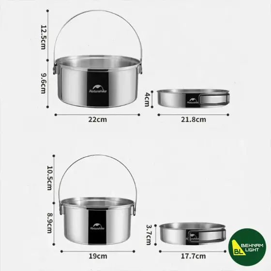 ست ظروف استیل نیچرهایک NH22CJ005