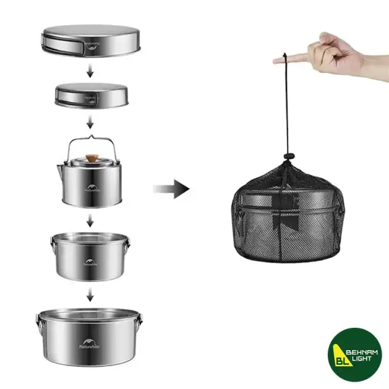 ست ظروف استیل نیچرهایک NH22CJ005