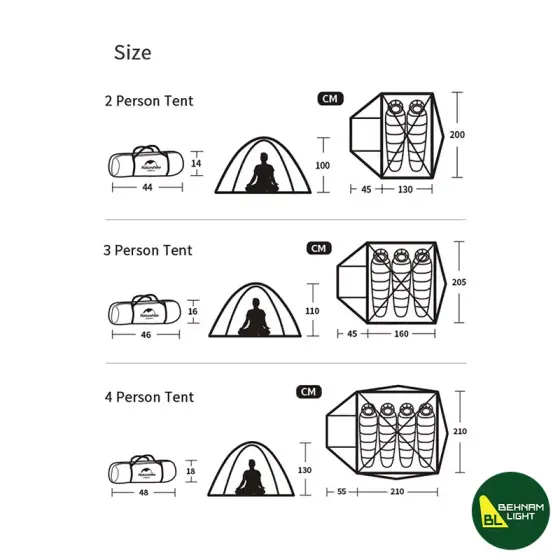 چادر 3 نفره کوهنوردی نیچرهایک Naturehike NH18Z033-P