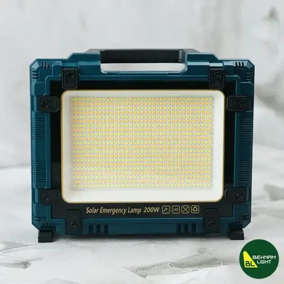 چراغ پروژکتور شارژی خورشیدی 200 وات مدل W8121-1